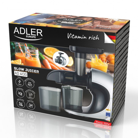 Сокоизстисквачка Slow juicer Adler AD 4130, 150W, 650 ml, 90-105 об в мин, Сив