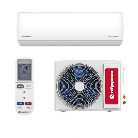 Инверторен климатик Nippon KFR 12DC SILVER ION 2, А++, До 24 м2, Възможност за Wi-Fi, Самопочистване, Филтър със сребърни йони, Специално неръждаемо покритие, Бял