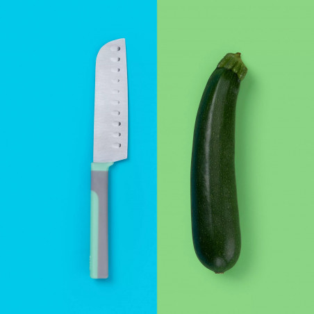 Нож сантоку Tasty Go Green 678094, Мека дръжка, 13 см, Неръждаема стомана, Зелен