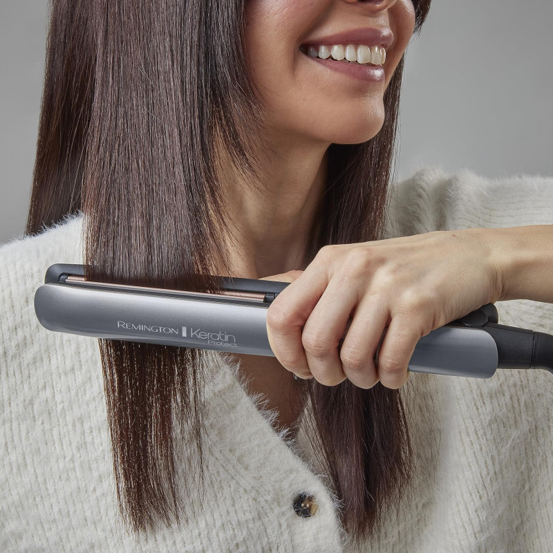 Преса за коса Remington S8598 Keratin Protect Intelligent, 150-230 C, Керамика, Сив