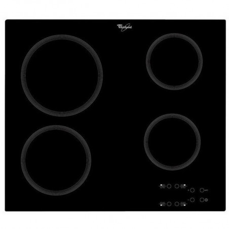 Керамичен плот за вграждане Whirlpool AKT 8090/NE, 6200W, 4 зони, 9 степени, Индикатори за остатъчна топлина, Таймер, Черен
