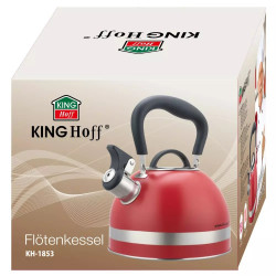Свирещ чайник Kinghoff KH 1853, 1.8л, Индукция, Топлоизолирана дръжка, Червен