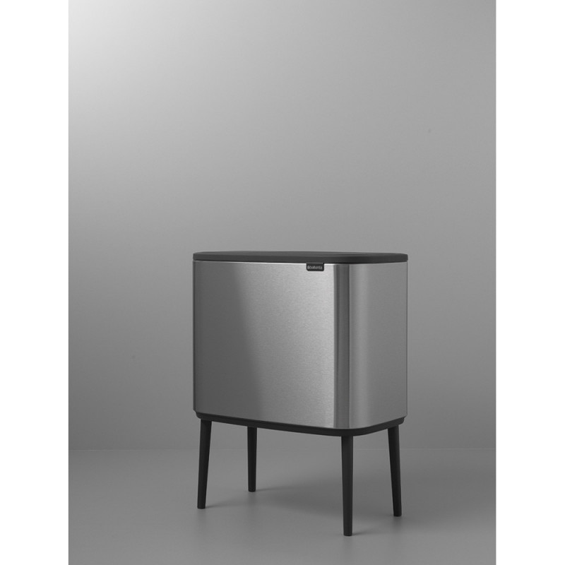 Кош за боклук Brabantia Bo Touch 651115, 11+23 л, Плавно затваряне, Противоплъзгаща основа, Устойчив на пръстови отпечатъци, Инокс/Мат