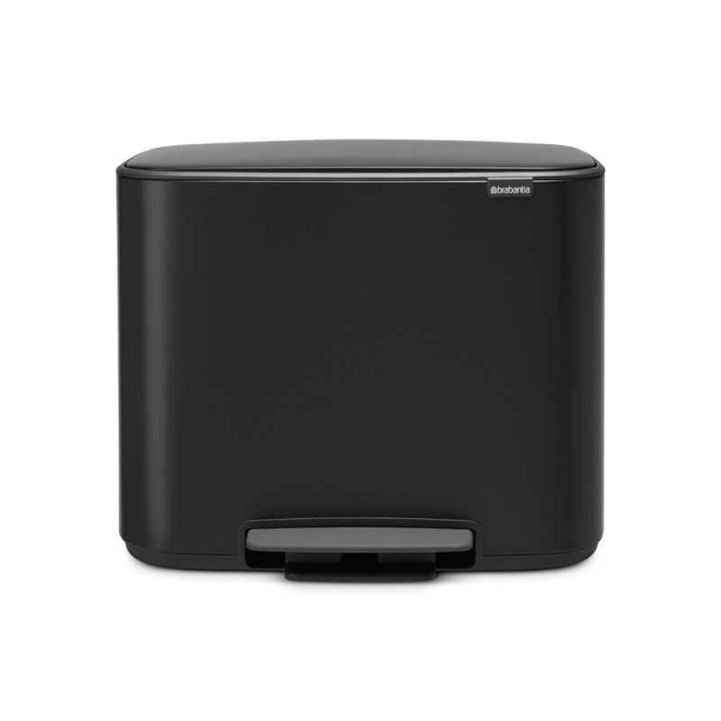 Кош за боклук Brabantia Bo Pedal 1000224, 3x11 л, Плавно затваряне, Противоплъзгаща основа, Черен мат