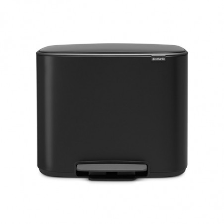 Кош за боклук Brabantia Bo Pedal 1000224, 3x11 л, Плавно затваряне, Противоплъзгаща основа, Черен мат