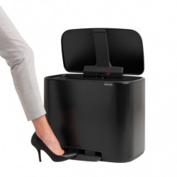 Кош за боклук Brabantia Bo Pedal 1000224, 3x11 л, Плавно затваряне, Противоплъзгаща основа, Черен мат