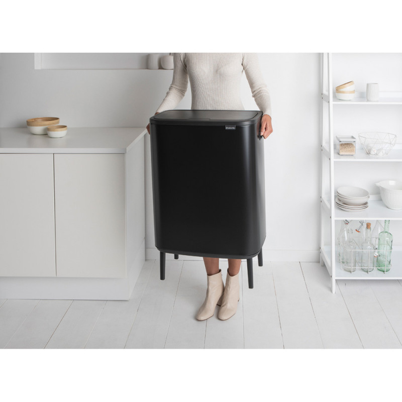 Кош за боклук Brabantia Bo Touch Hi 1001260, 60 л, Повдигнат, Плавно и безшумно отваряне, Черен мат