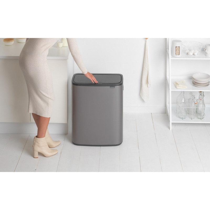 Кош за боклук Brabantia Bo Touch 1001276, 60 л, Плавно и безшумно отваряне, Голям отвор, Бронз