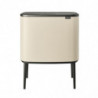 Кош за боклук Brabantia Bo Touch 1005550, 3x11 л, Плавно и безшумно отваряне, Голям отвор, Бежов