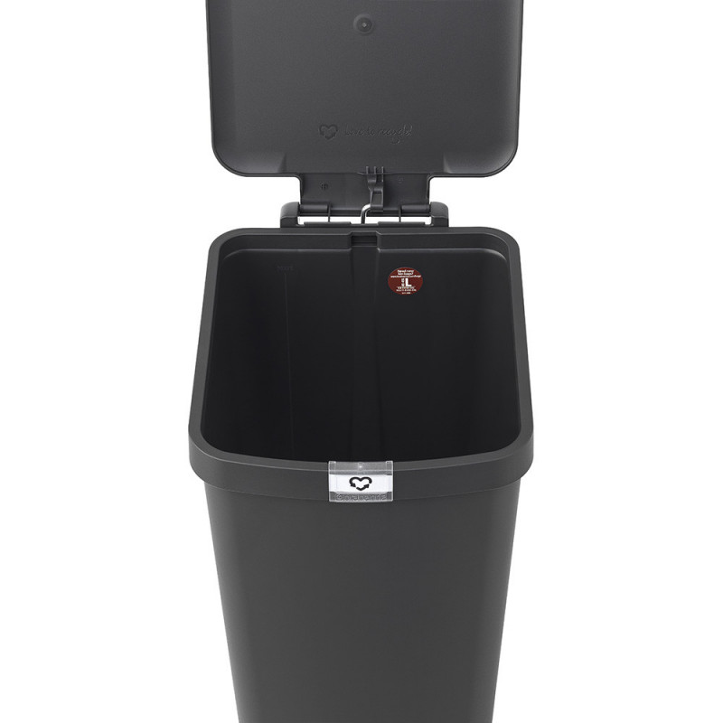 Кош за боклук с педал Brabantia StepUp 1005557, 40 л, Екологични материали, Голям отвор, Тъмносив
