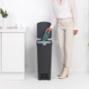 Кош за боклук с педал Brabantia StepUp 1005557, 40 л, Екологични материали, Голям отвор, Тъмносив