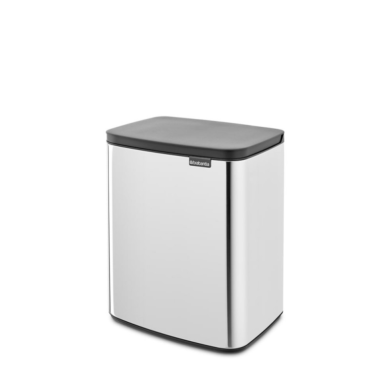 Кош за боклук Brabantia Bo Small 1006636, 12 л, Безшумно и плавно отваряне, Противоплъзгаща основа, Инокс