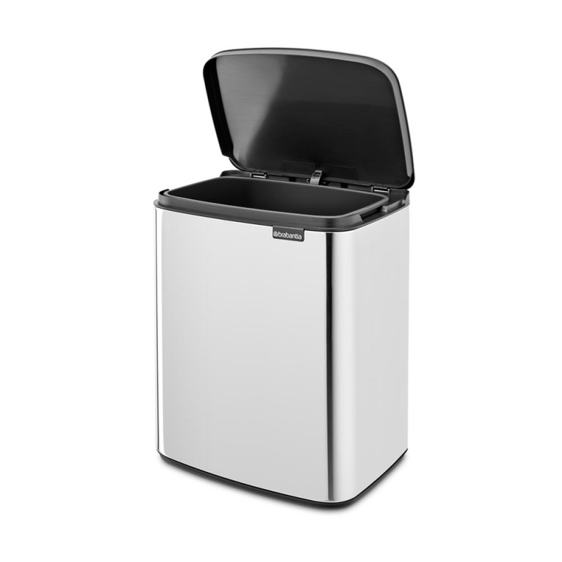 Кош за боклук Brabantia Bo Small 1006636, 12 л, Безшумно и плавно отваряне, Противоплъзгаща основа, Инокс