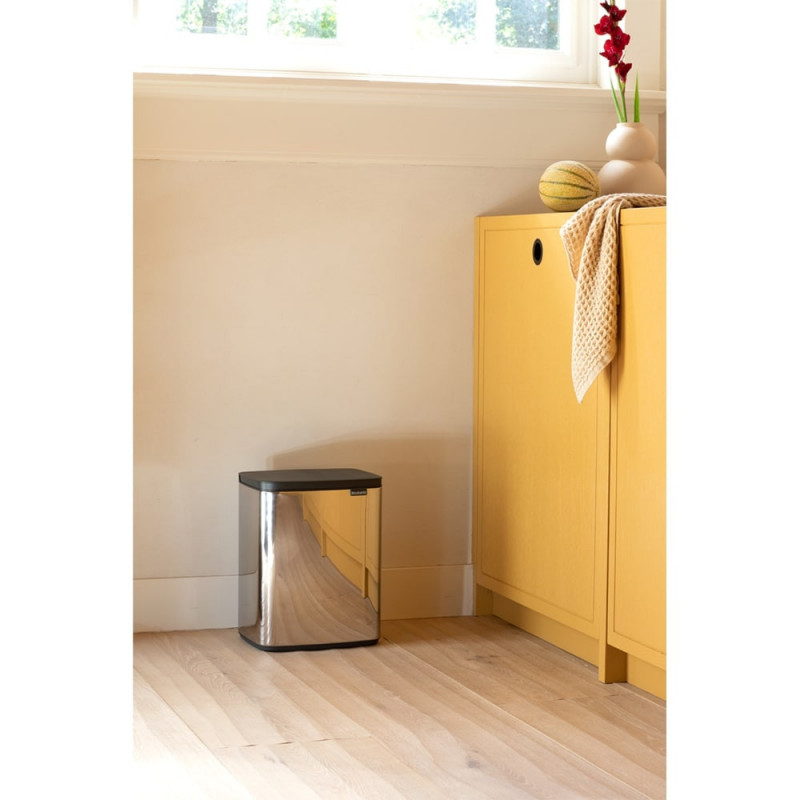 Кош за боклук Brabantia Bo Small 1006636, 12 л, Безшумно и плавно отваряне, Противоплъзгаща основа, Инокс