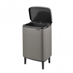 Кош за боклук Brabantia Bo Small Hi 1006648, 12 л, Плавно и безшумно отваряне, Противоплъзгаща основа, Сив