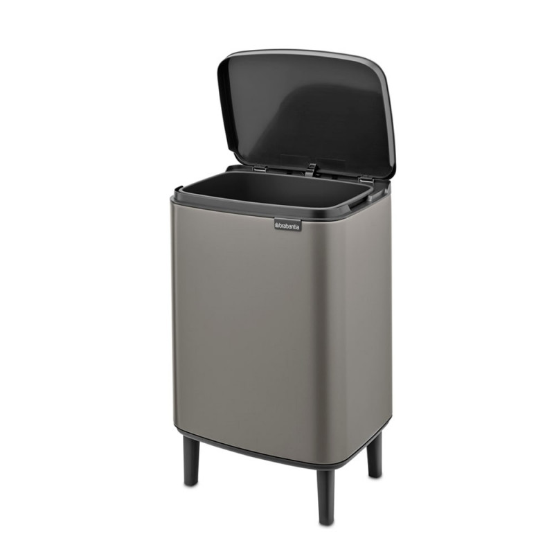 Кош за боклук Brabantia Bo Small Hi 1006648, 12 л, Плавно и безшумно отваряне, Противоплъзгаща основа, Сив