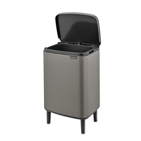 Кош за боклук Brabantia Bo Small Hi 1006648, 12 л, Плавно и безшумно отваряне, Противоплъзгаща основа, Сив