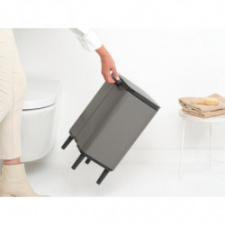 Кош за боклук Brabantia Bo Small Hi 1006648, 12 л, Плавно и безшумно отваряне, Противоплъзгаща основа, Сив