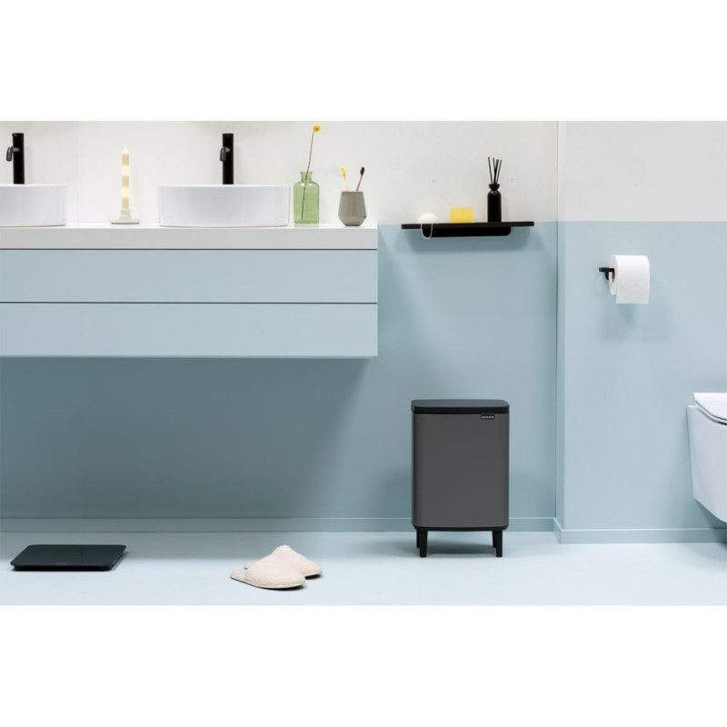 Кош за боклук Brabantia Bo Small Hi 1006648, 12 л, Плавно и безшумно отваряне, Противоплъзгаща основа, Сив