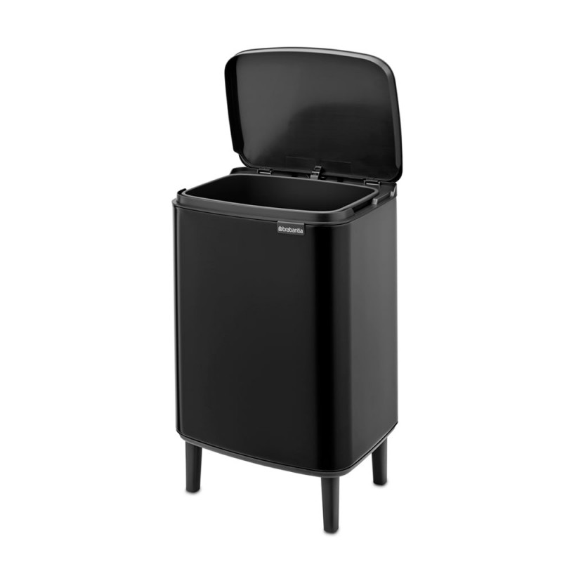 Кош за боклук Brabantia Bo Small Hi 1006649, 12 л, Плавно и безшумно отваряне, Противоплъзгаща основа, Черен