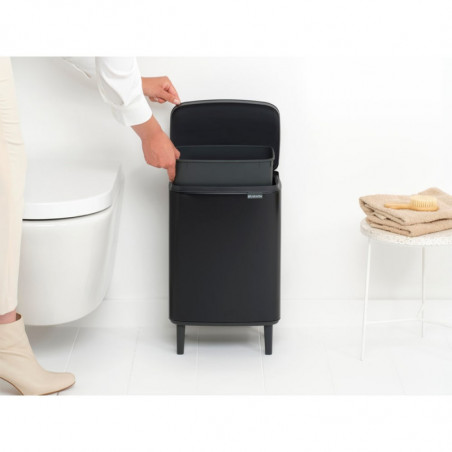 Кош за боклук Brabantia Bo Small Hi 1006649, 12 л, Плавно и безшумно отваряне, Противоплъзгаща основа, Черен