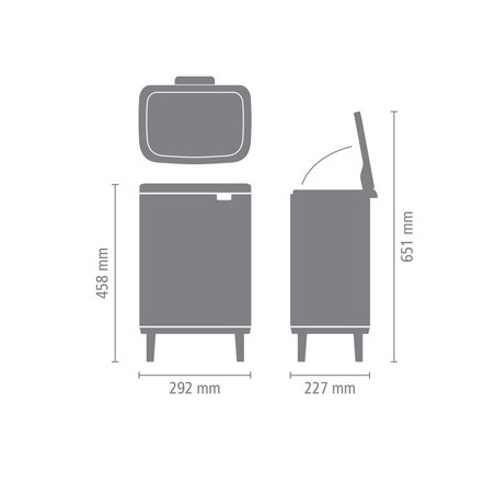 Кош за боклук Brabantia Bo Small Hi 1006649, 12 л, Плавно и безшумно отваряне, Противоплъзгаща основа, Черен