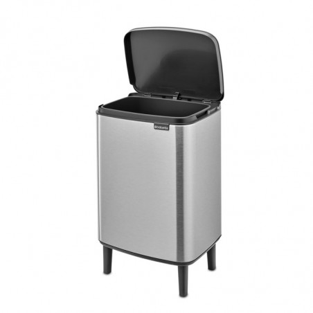 Кош за боклук Brabantia Bo Small Hi 1006650, 12 л, Плавно и безшумно отваряне, Противоплъзгаща основа, Устойчив на пръстови отпечатъци, Инокс