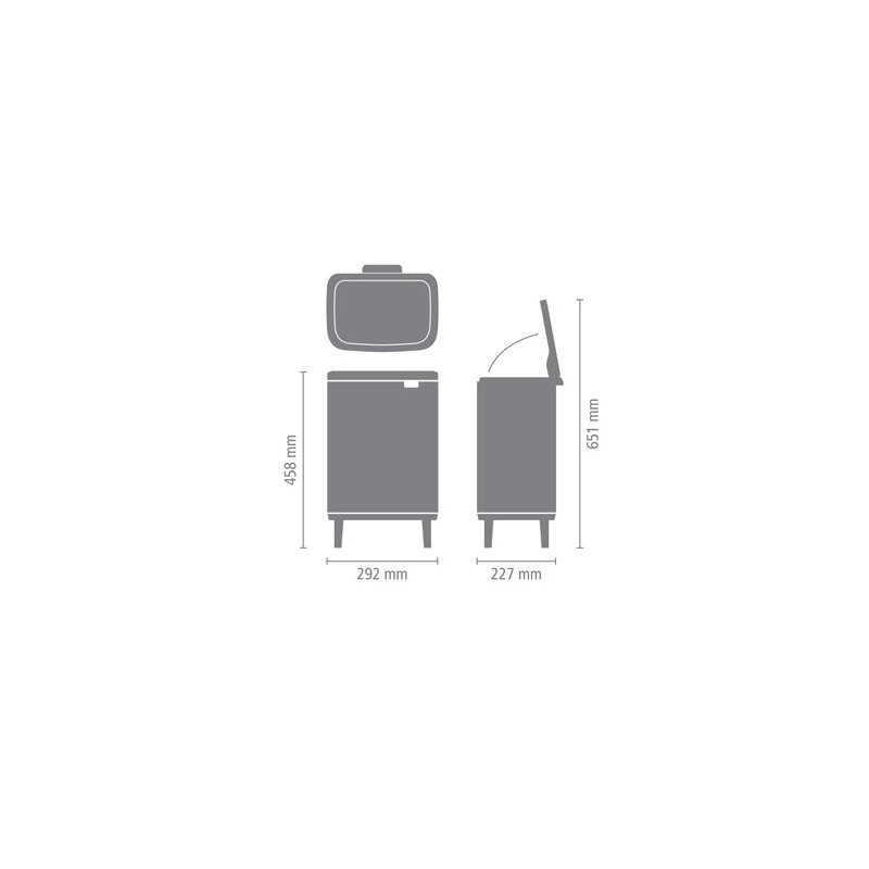 Кош за боклук Brabantia Bo Small Hi 1006650, 12 л, Плавно и безшумно отваряне, Противоплъзгаща основа, Устойчив на пръстови отпечатъци, Инокс