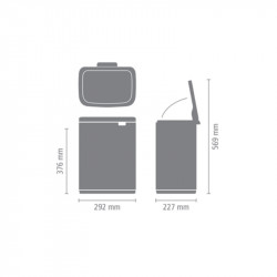 Кош за боклук Brabantia Bo Small 1006636, 12 л, Безшумно и плавно отваряне, Противоплъзгаща основа, Инокс