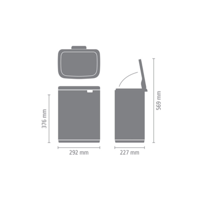 Кош за боклук Brabantia Bo Small 1006636, 12 л, Безшумно и плавно отваряне, Противоплъзгаща основа, Инокс
