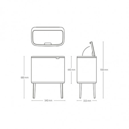 Кош за боклук Brabantia Bo Touch 1005550, 3x11 л, Плавно и безшумно отваряне, Голям отвор, Бежов