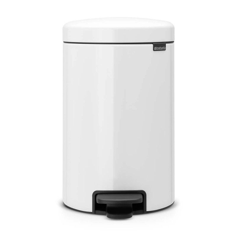 Кош за боклук с педал Brabantia NewIcon 649032, 12 л, Плавно затваряне, Противоплъзгаща основа, Метална вътрешна кофа, Бял