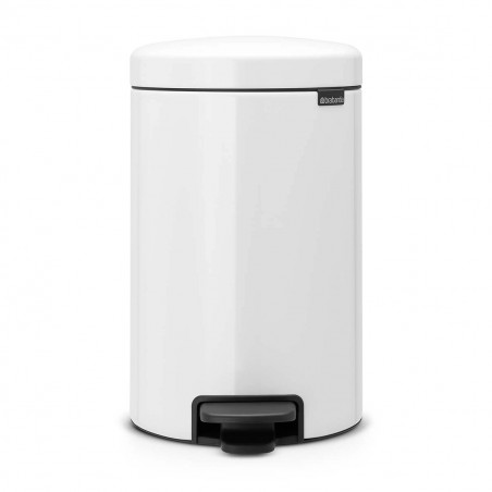 Кош за боклук с педал Brabantia NewIcon 649032, 12 л, Плавно затваряне, Противоплъзгаща основа, Метална вътрешна кофа, Бял