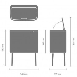 Кош за боклук Brabantia Bo Touch 1003216, 3x11 л, Плавно и безшумно отваряне, Голям отвор, Златен металик