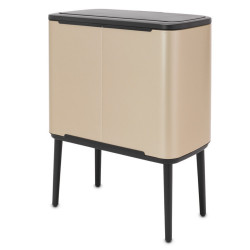 Кош за боклук Brabantia Bo Touch 1003216, 3x11 л, Плавно и безшумно отваряне, Голям отвор, Златен металик