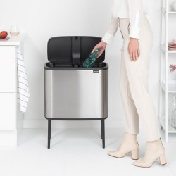 Кош за боклук Brabantia Bo Touch 651115, 11+23 л, Плавно затваряне, Противоплъзгаща основа, Устойчив на пръстови отпечатъци, Инокс/Мат