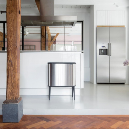 Кош за боклук Brabantia Bo Touch 651115, 11+23 л, Плавно затваряне, Противоплъзгаща основа, Устойчив на пръстови отпечатъци, Инокс/Мат