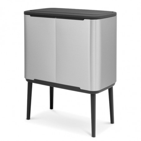 Кош за боклук Brabantia Bo Touch 651115, 11+23 л, Плавно затваряне, Противоплъзгаща основа, Устойчив на пръстови отпечатъци, Инокс/Мат