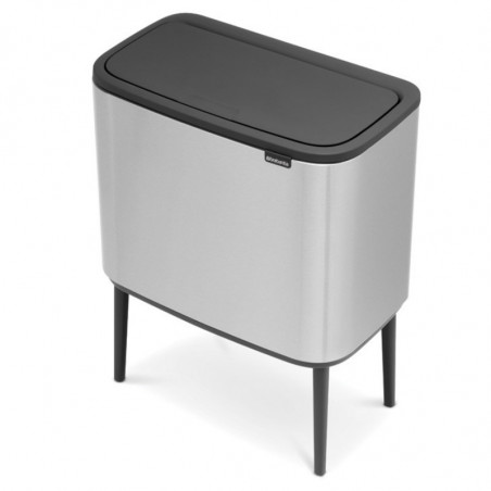 Кош за боклук Brabantia Bo Touch 651115, 11+23 л, Плавно затваряне, Противоплъзгаща основа, Устойчив на пръстови отпечатъци, Инокс/Мат