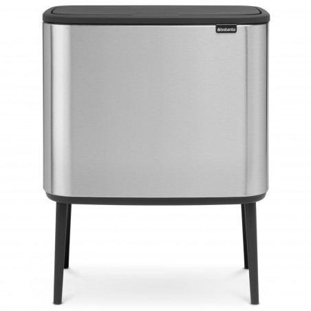 Кош за боклук Brabantia Bo Touch 651115, 11+23 л, Плавно затваряне, Противоплъзгаща основа, Устойчив на пръстови отпечатъци, Инокс/Мат