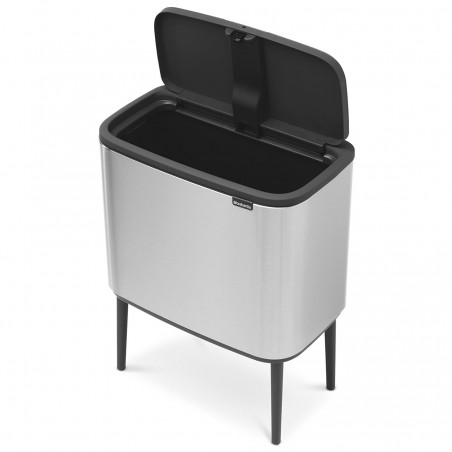 Кош за боклук Brabantia Bo Touch 651115, 11+23 л, Плавно затваряне, Противоплъзгаща основа, Устойчив на пръстови отпечатъци, Инокс/Мат