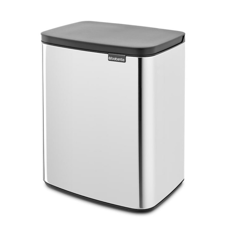 Кош за боклук Brabantia Bo Small 1006636, 12 л, Безшумно и плавно отваряне, Противоплъзгаща основа, Инокс