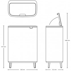 Кош за боклук Brabantia Bo Touch Hi 1001260, 60 л, Повдигнат, Плавно и безшумно отваряне, Черен мат