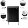 Кош за боклук Brabantia Bo Touch Hi 1001260, 60 л, Повдигнат, Плавно и безшумно отваряне, Черен мат