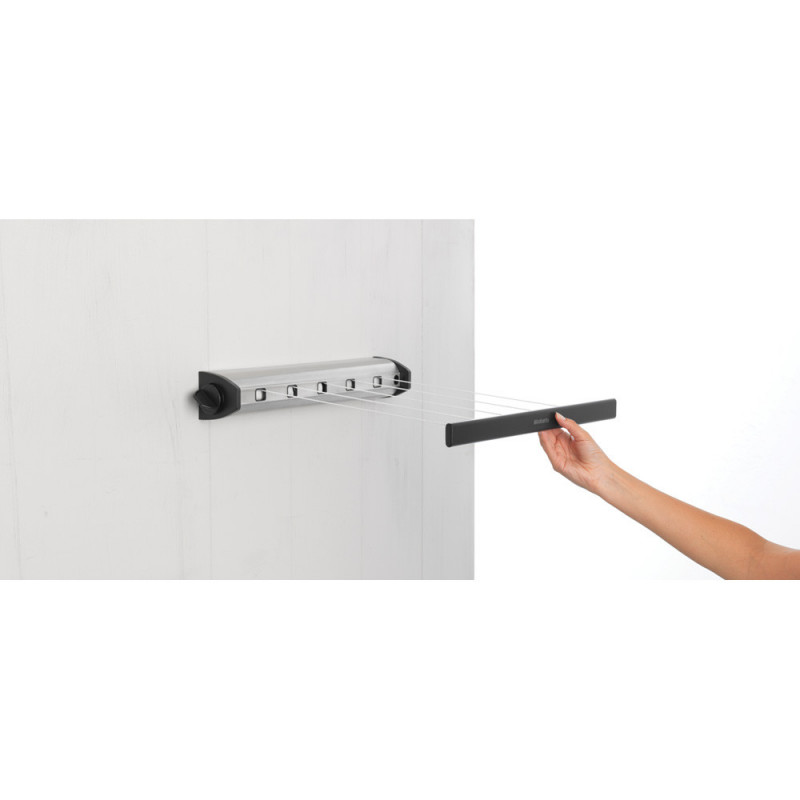 Простор Brabantia Pull-out 90300176, 22 м, Стенен монтаж, Автоматично блокиране, Устойчив на корозия, Черен/Инокс
