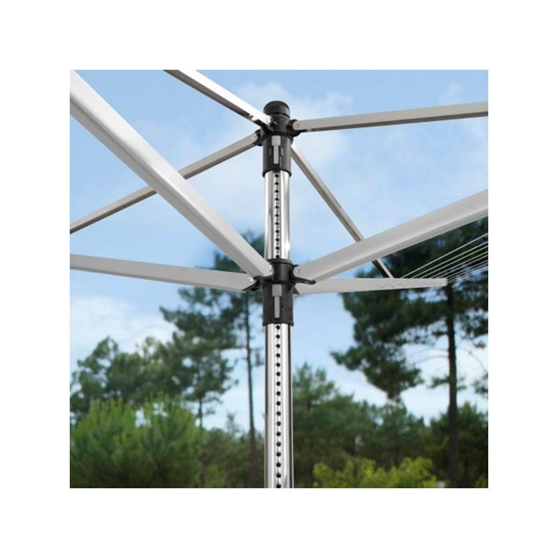 Външен простор Brabantia Lift-O-Matic 90300267, 50 м, Регулируема височина, Метален шиш за вкопаване, Калъф, Торба с щипки, Резистентен на корозия, Инокс