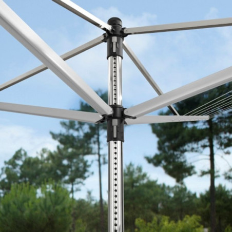 Външен простор Brabantia Lift-O-Matic 90300267, 50 м, Регулируема височина, Метален шиш за вкопаване, Калъф, Торба с щипки, Резистентен на корозия, Инокс