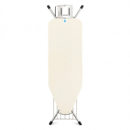 Маса за гладене Brabantia C 90300134, 124x45 см, 7 позиции за регулиране, Поставка за ютия, Рафт за дрехи, Екрю