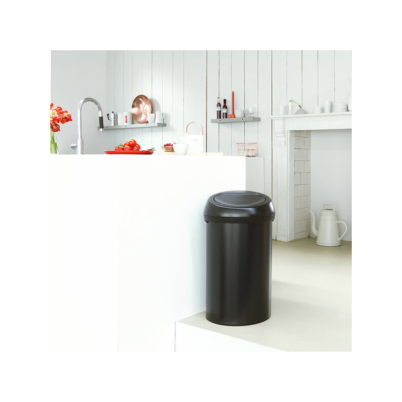 Кош за боклук Brabantia Touch Bin 647252, 60 л, Плавно и безшумно отваряне, Черен