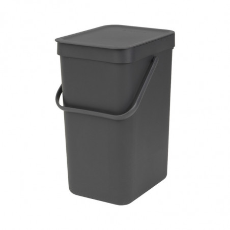 Кош за разделно събиране на боклук Brabantia Sort&Go 647670, 12 л, Дръжка, Възможност за стенен монтаж, Тъмносив